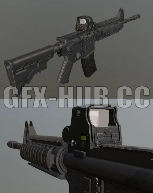 PBR Game 3D Model – M4a1 with Eotech Scope