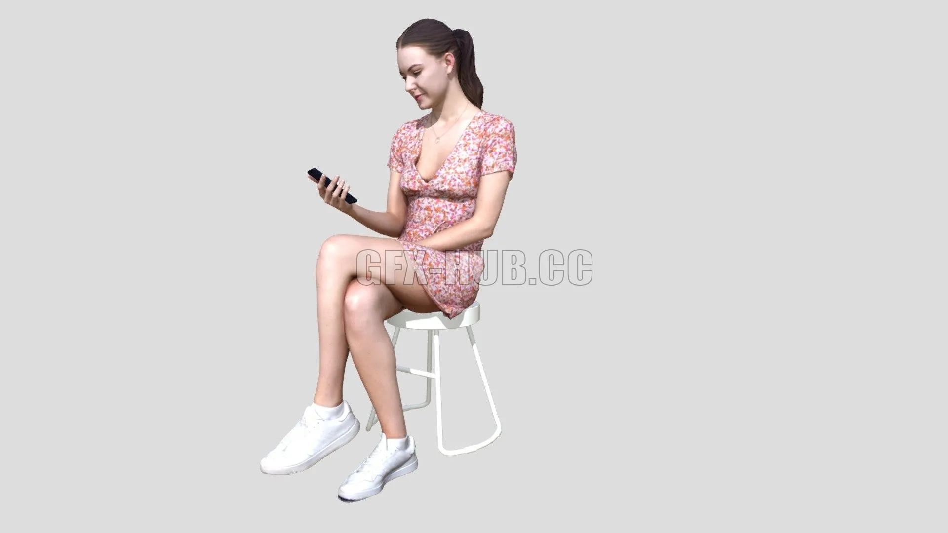 PBR Game 3D Model – Maddie 2155 Woman Sitting