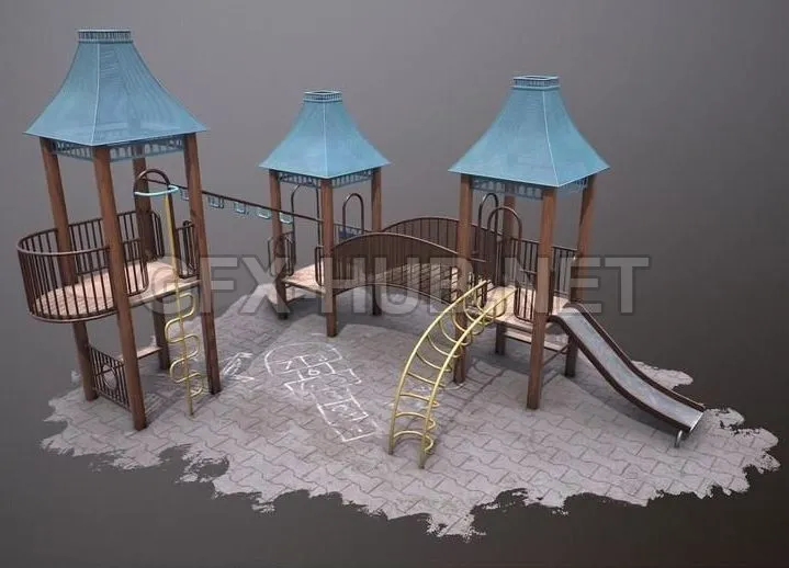 PBR Game 3D Model – Madison Square Park Playground