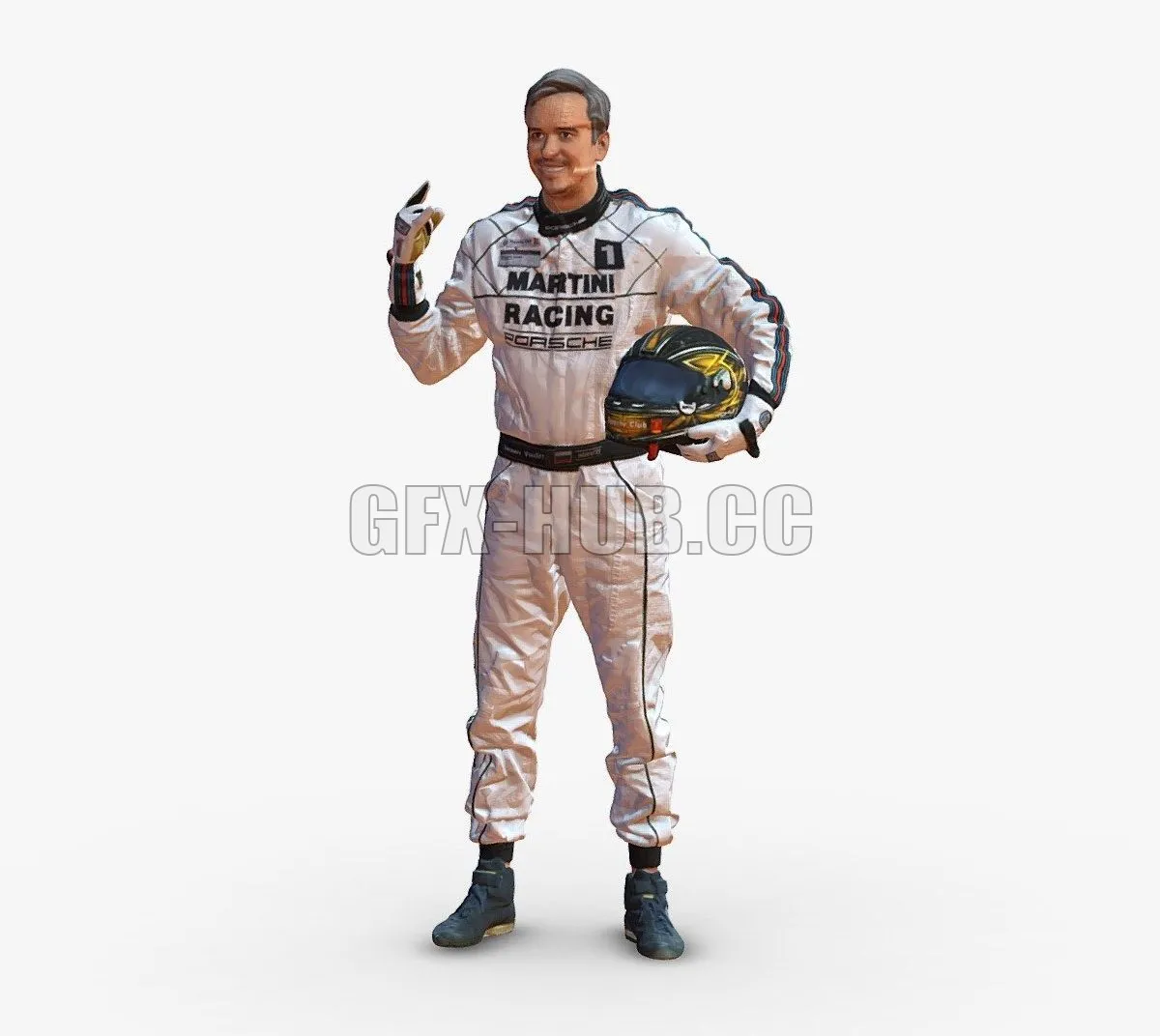 PBR Game 3D Model – Male race car driver 0268