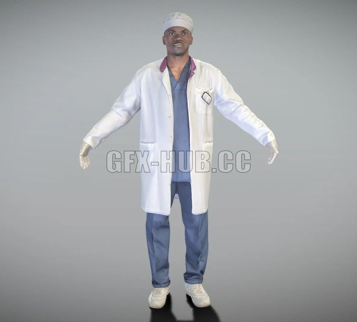 PBR Game 3D Model – Male young medical doctor in A-pose