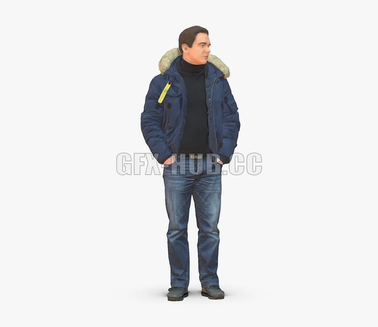 PBR Game 3D Model – Man in a winter jacket pilot