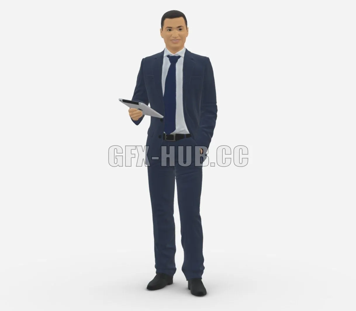 PBR Game 3D Model – Man in blue suit ipad 0746