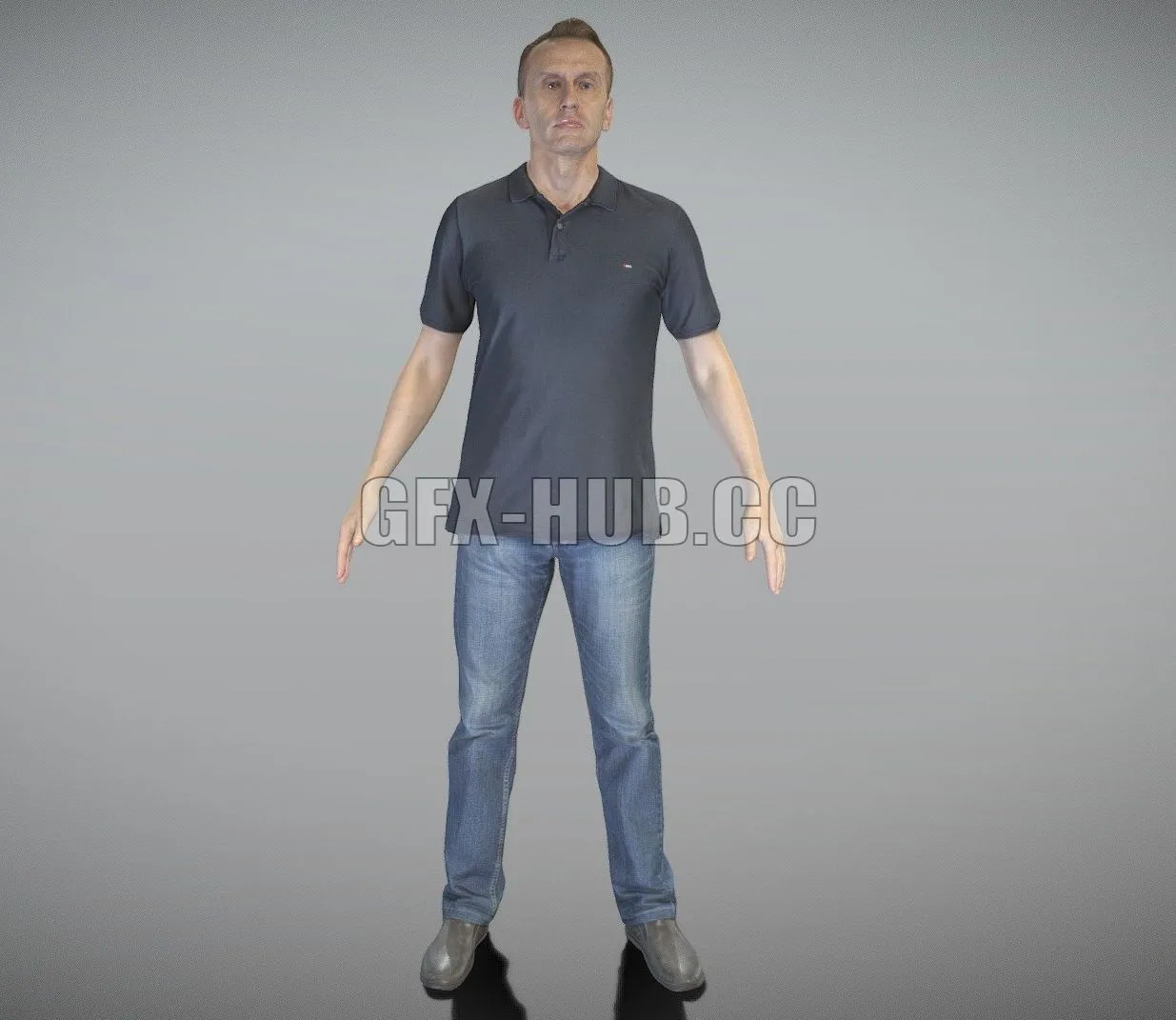 PBR Game 3D Model – Man in casual style ready for animation 312
