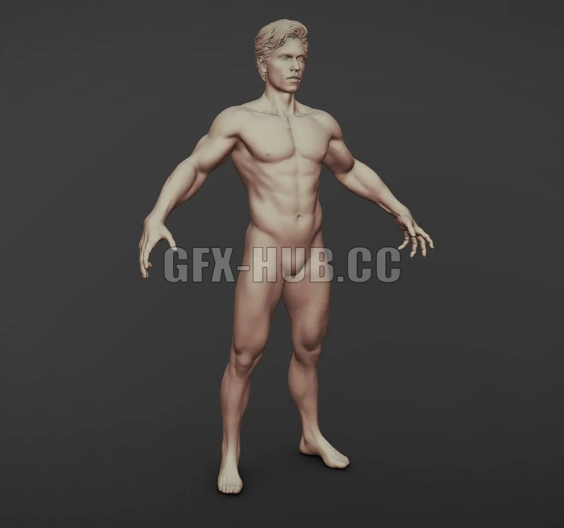 PBR Game 3D Model – Man Realistic Sculpt