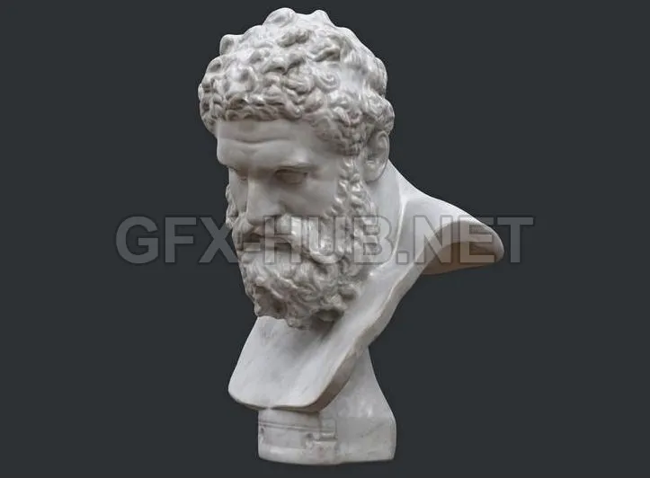 PBR Game 3D Model – Marble Bust Farnese Hercules