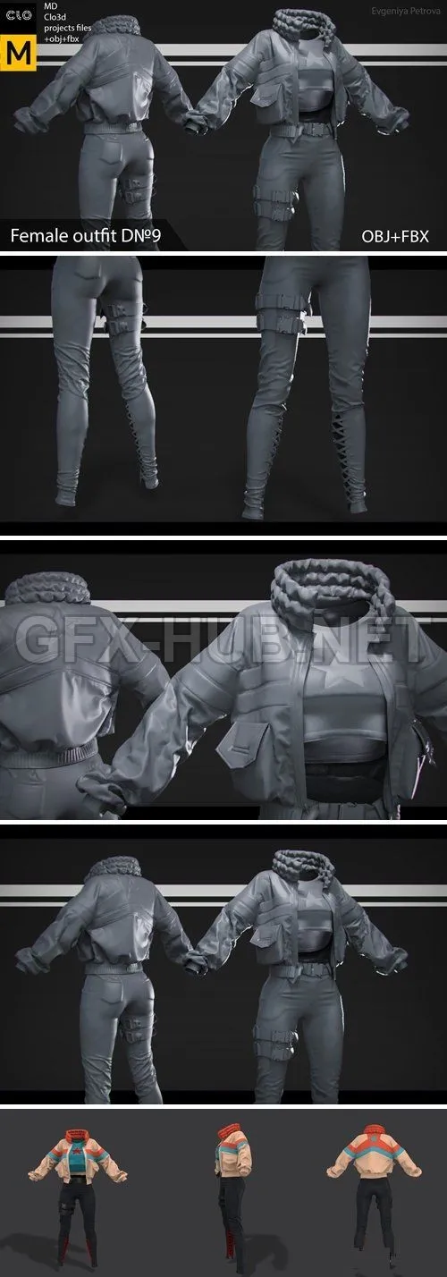 PBR Game 3D Model – Marvelous Designer,Clo3d. Female outfit D№9