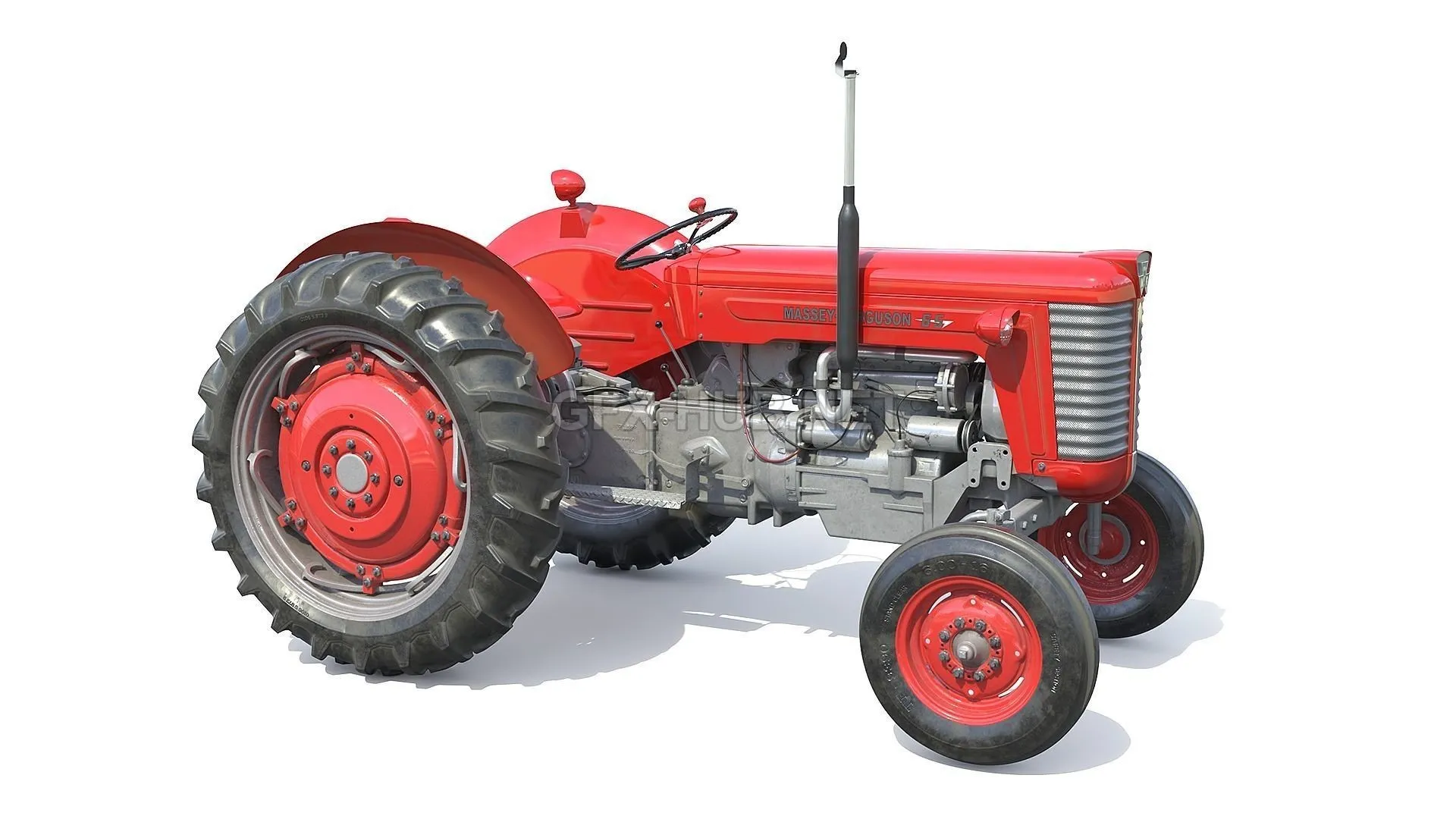 PBR Game 3D Model – Massey Ferguson 65 VR AR low-poly