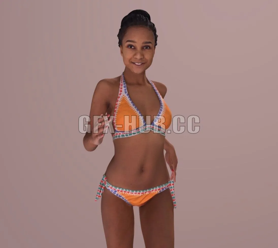 PBR Game 3D Model – May An African Female Jogging On The Beach