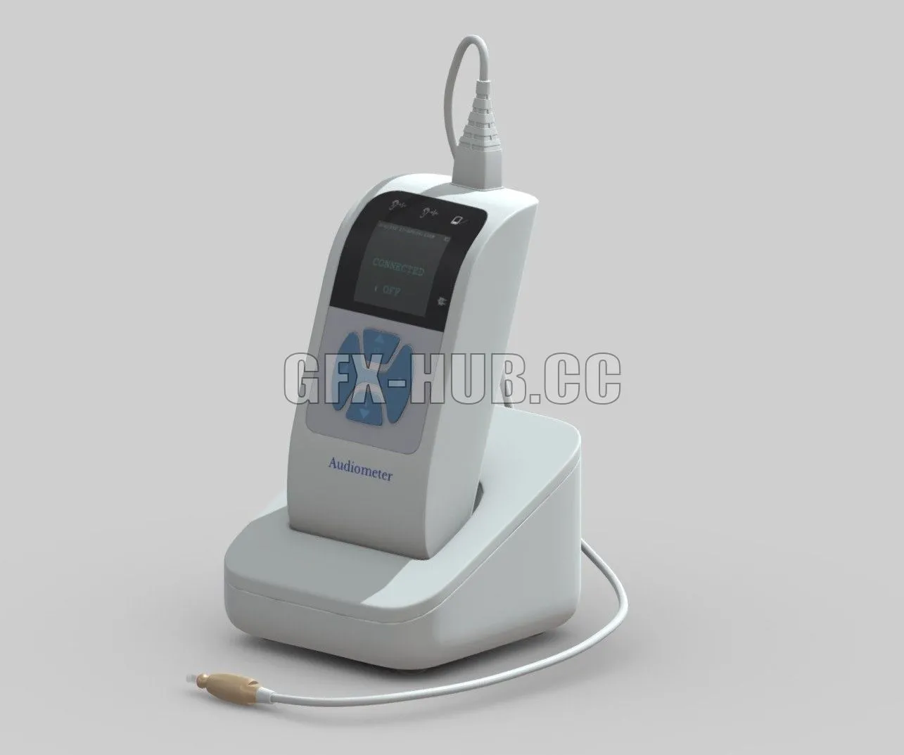 PBR Game 3D Model – Medical Audiometer Hearing Screener