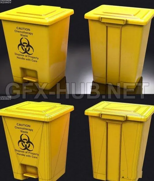PBR Game 3D Model – Medical Trash – Plastic Box