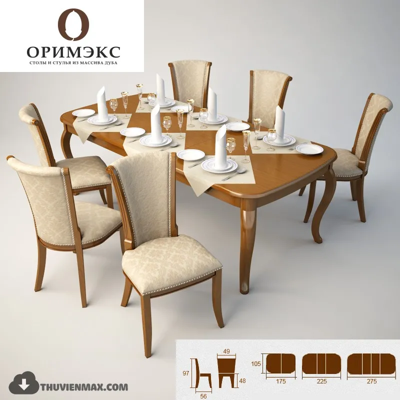 CLASSIC TABLES AND CHAIRS – 3D MODELS – 020