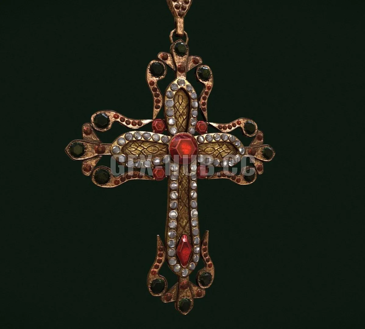 PBR Game 3D Model – Medieval Cross Necklace