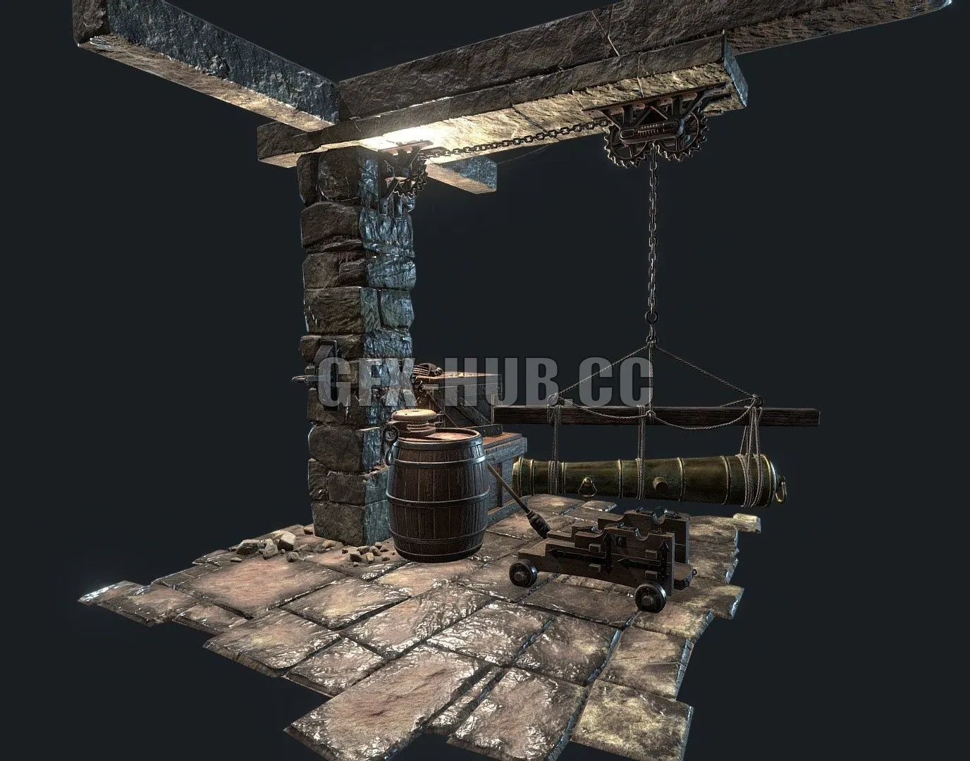 PBR Game 3D Model – Medieval dungeon set