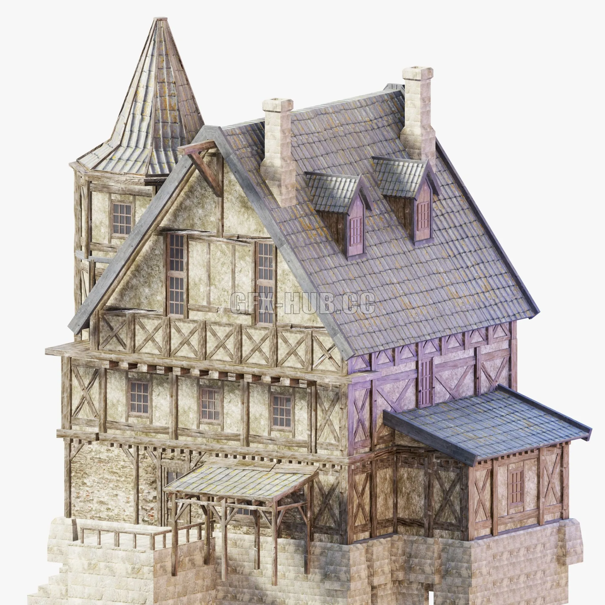 PBR Game 3D Model – Medieval House