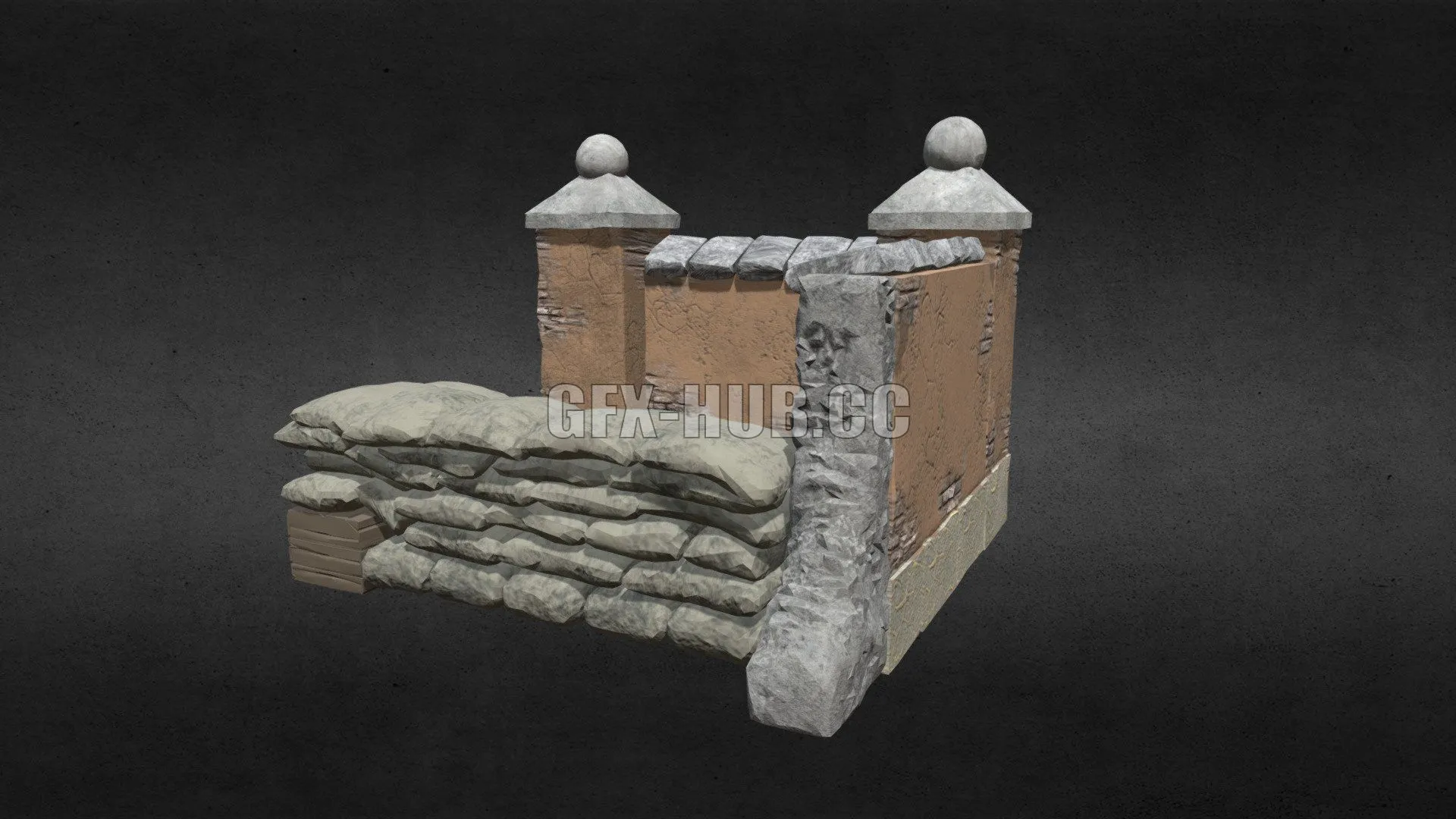 PBR Game 3D Model – Medieval Ruin 01 SP5
