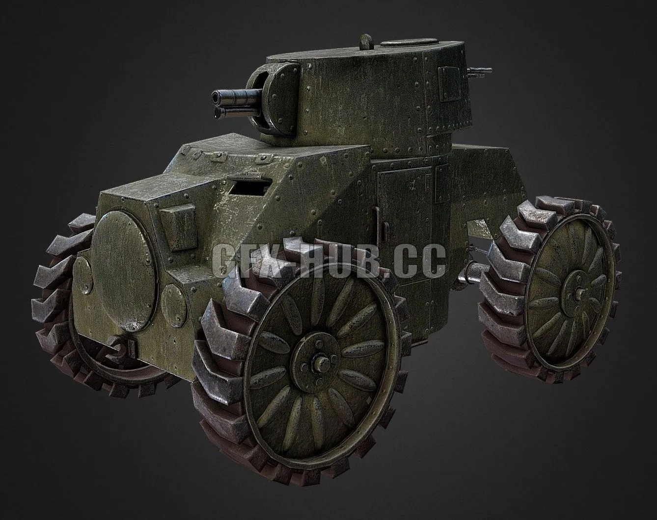 PBR Game 3D Model – Ansaldo modello 1929 tank