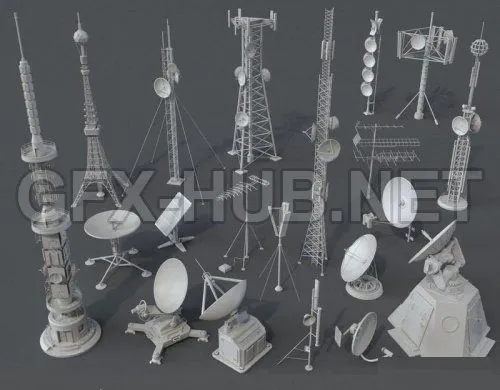 PBR Game 3D Model – Antennas – 20 pieces – part 1