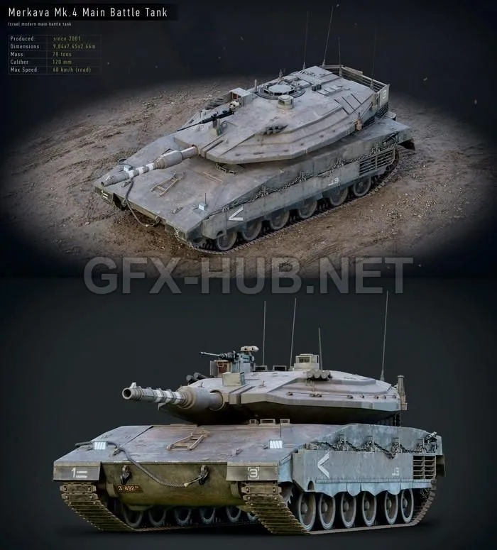 PBR Game 3D Model – Merkava Mk4 Israeli Tank
