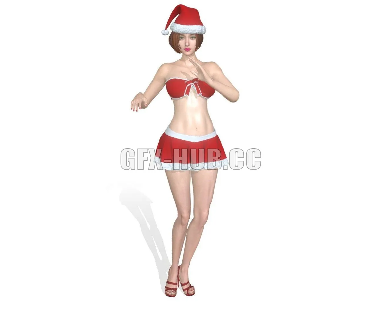 PBR Game 3D Model – Merry Christmas Girl