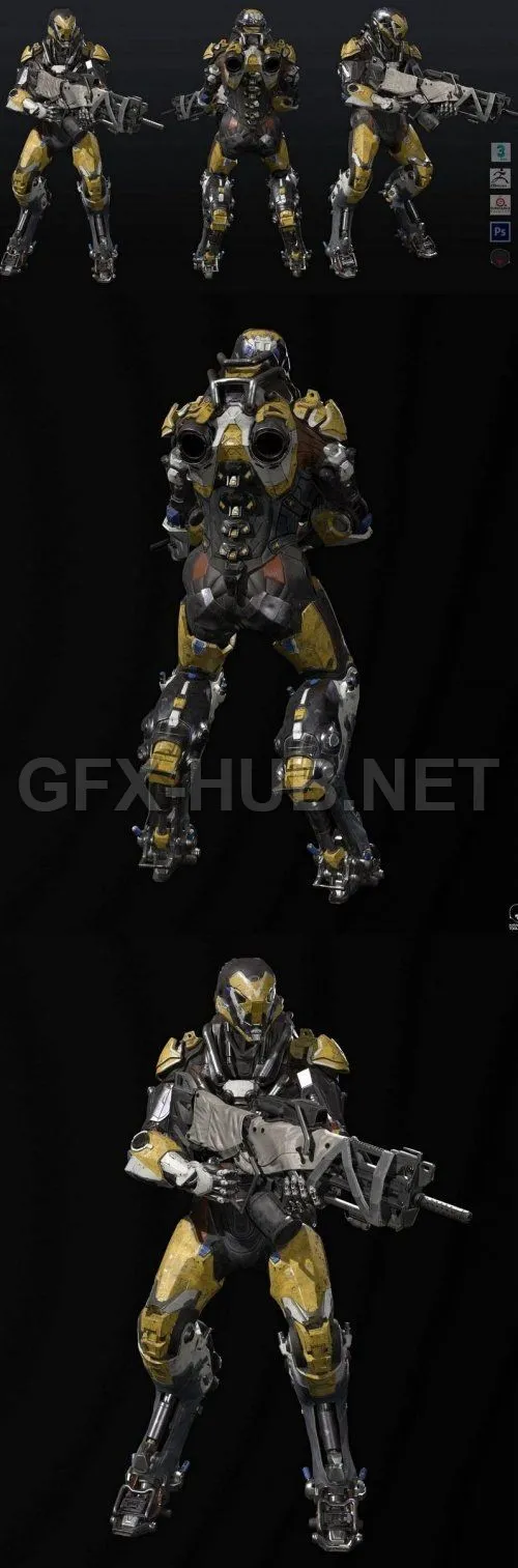 PBR Game 3D Model – Anthem Warrior Suit (max, fbx, obj)