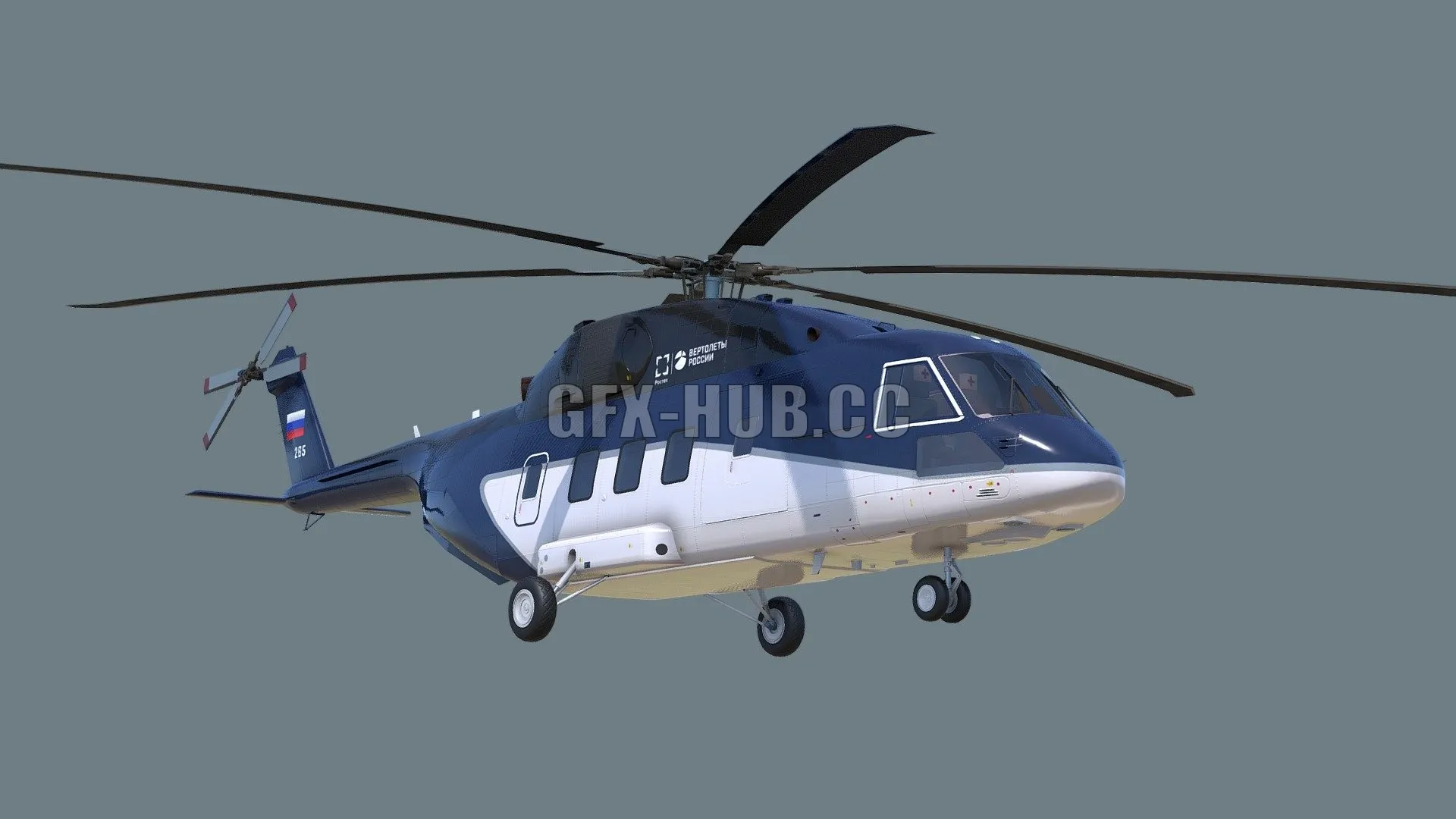 PBR Game 3D Model – Mi-38 helicopter