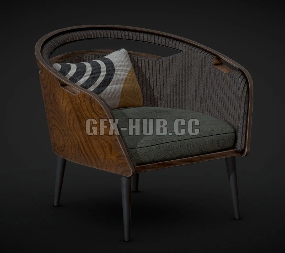 PBR Game 3D Model – Mid-Century Modern Chair