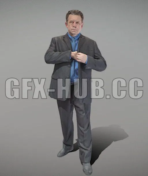 PBR Game 3D Model – Middle-aged man in suit 67