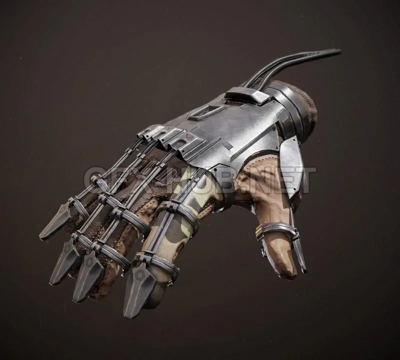 PBR Game 3D Model – Military exoskeleton glove