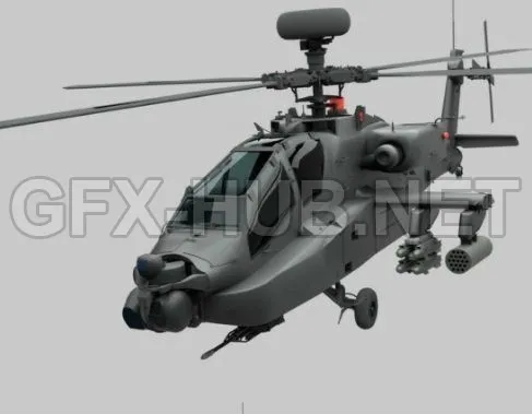 PBR Game 3D Model – Military Helicopter low-poly (Blend)