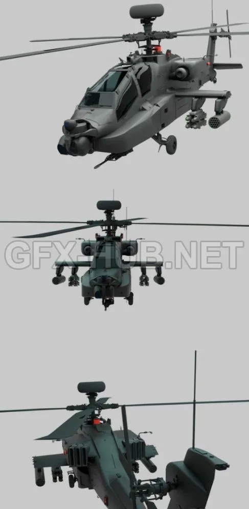 PBR Game 3D Model – Military Helicopter low-poly