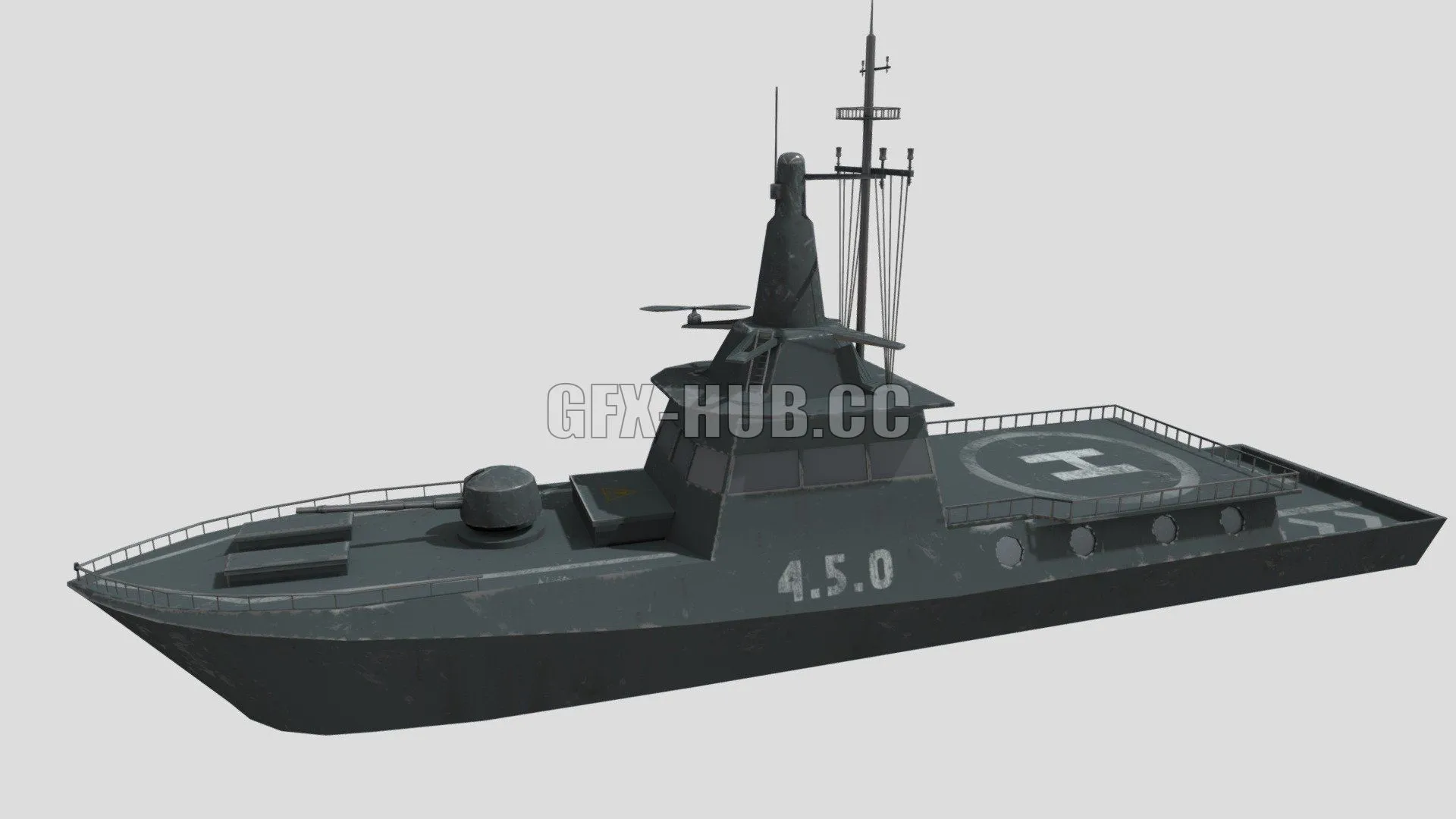 PBR Game 3D Model – Military Rocket Boat