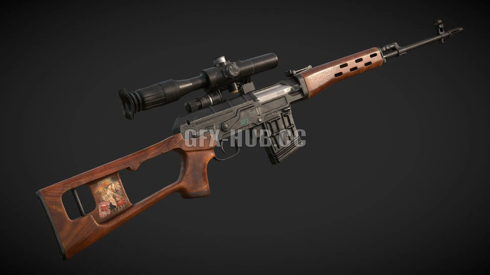 PBR Game 3D Model – Military SVD Dragunov