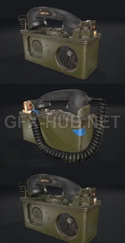 PBR Game 3D Model – Military Telephone Set TA-43 PBR