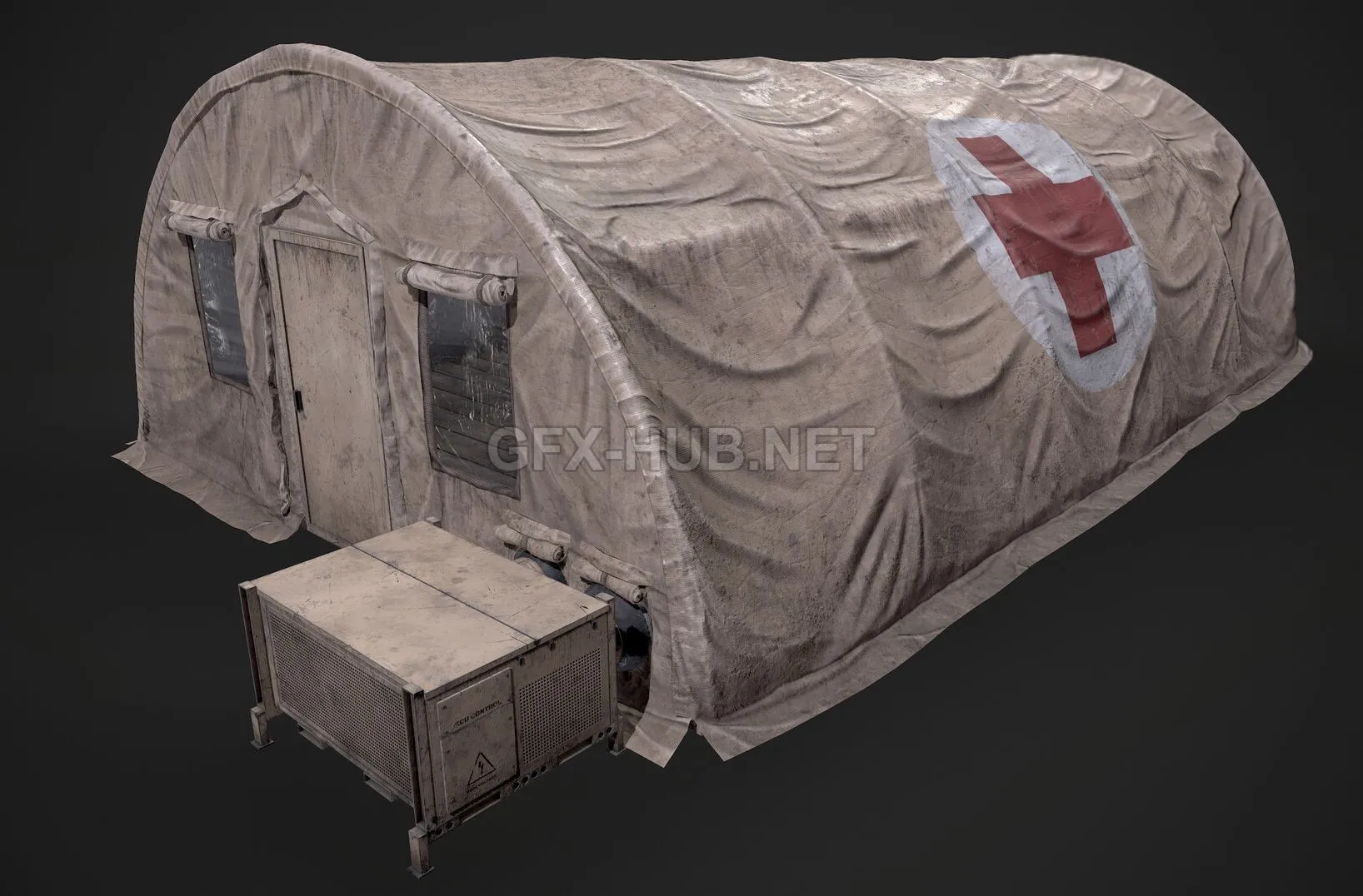 PBR Game 3D Model – Military tent asset