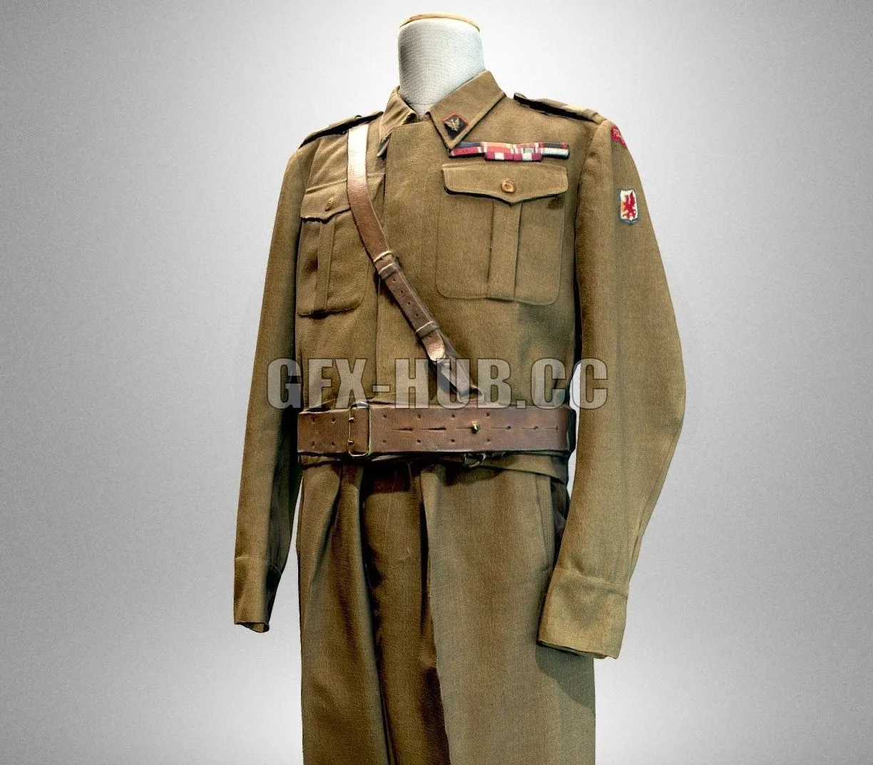 PBR Game 3D Model – Military uniform of General Józef Giza