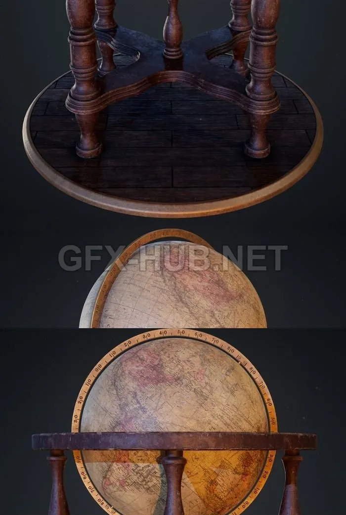 PBR Game 3D Model – Antique Globe