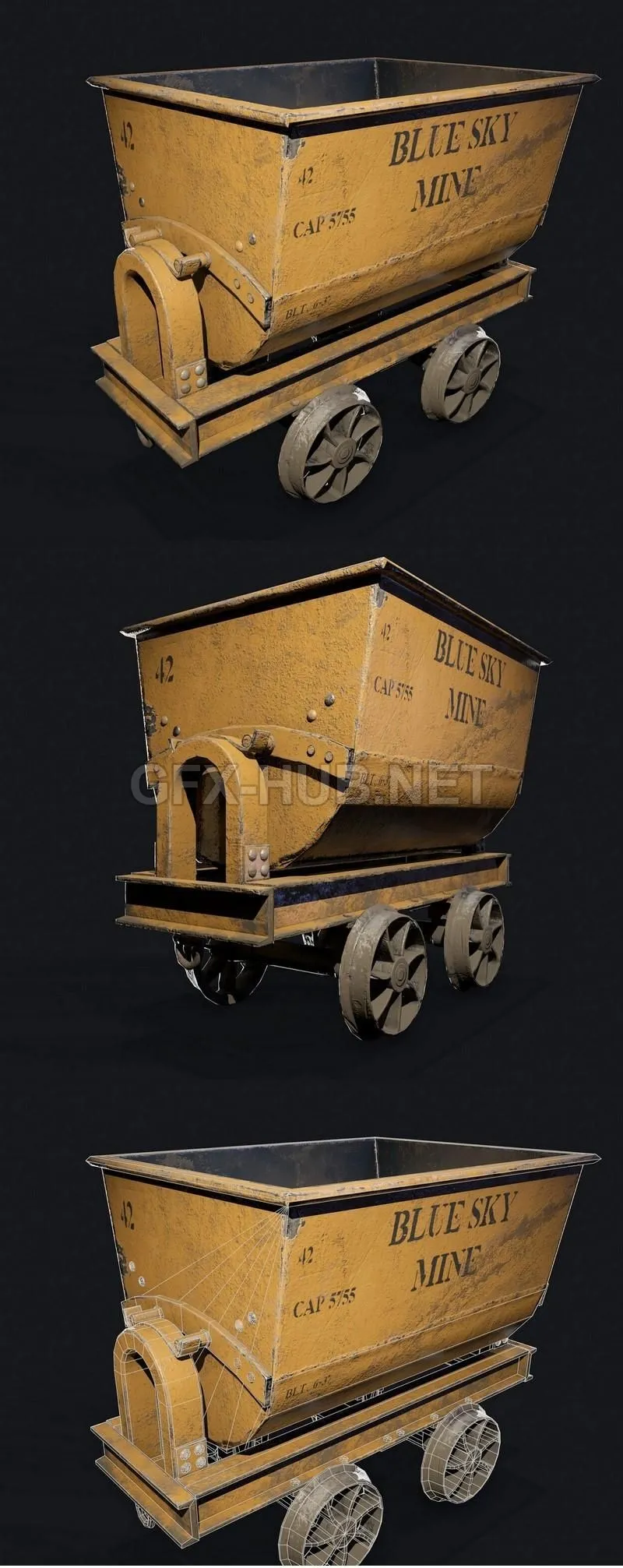 PBR Game 3D Model – Mine Cart