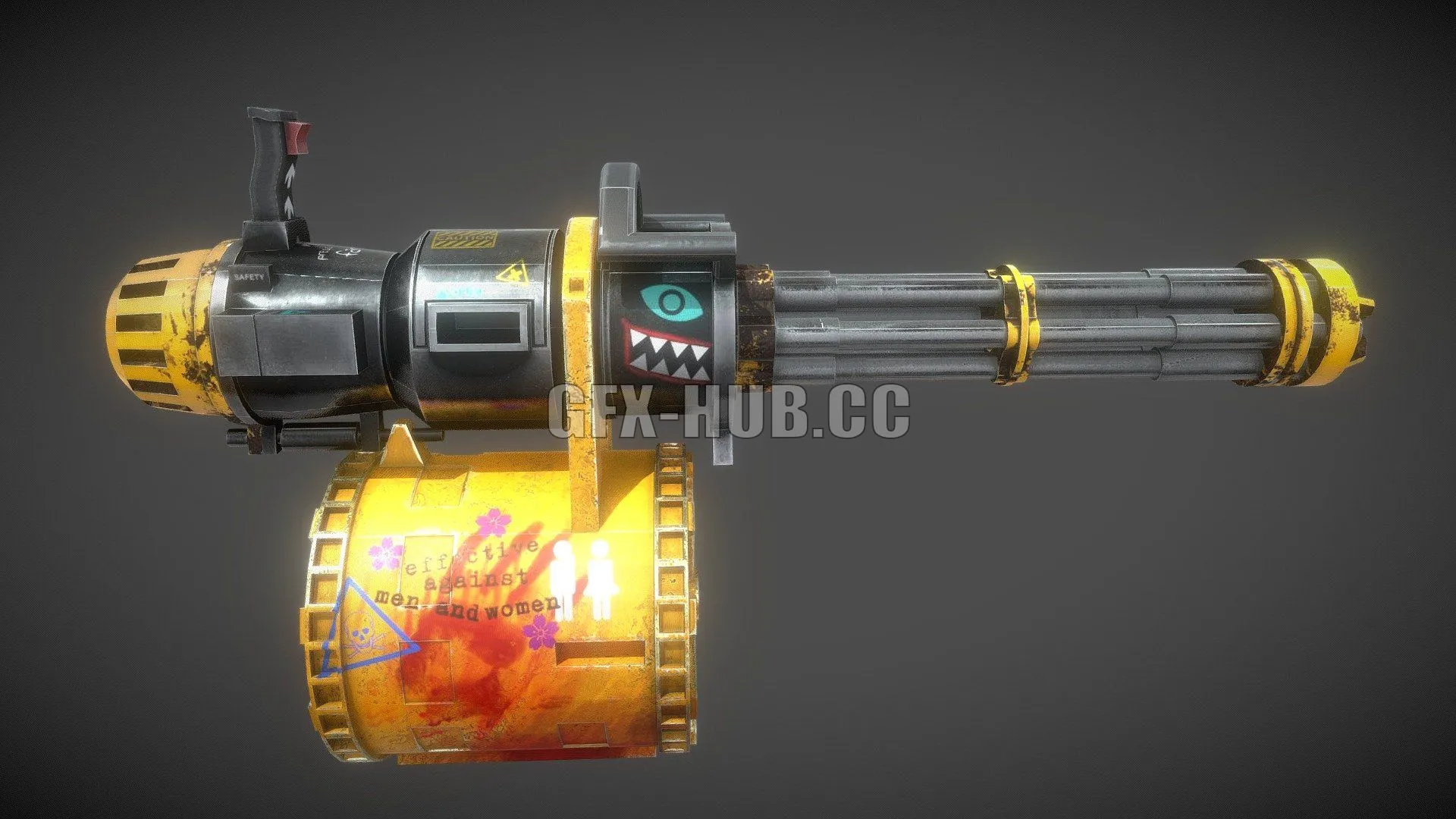 PBR Game 3D Model – Minigun Machine Gun – Gatling Gun