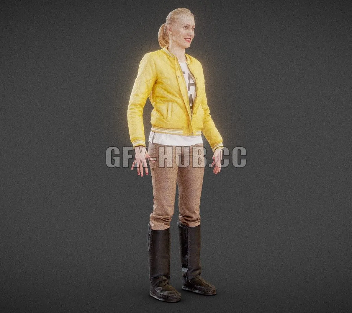 PBR Game 3D Model – Model in Yellow Jacket and Boots 18