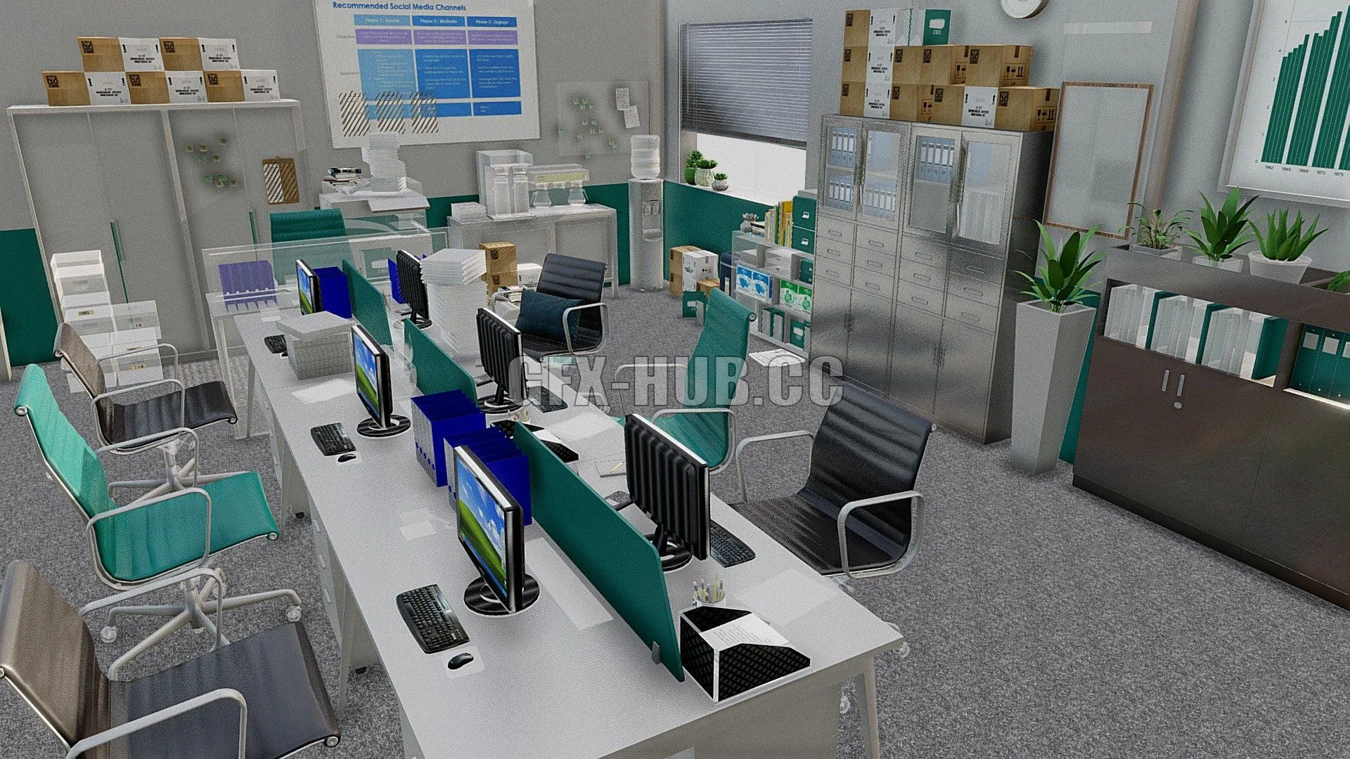 PBR Game 3D Model – Modern office