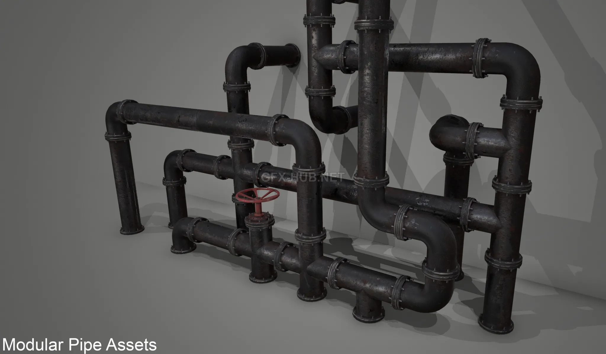 PBR Game 3D Model – Modular Pipe Assets