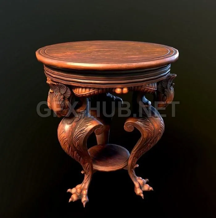 PBR Game 3D Model – Antique table