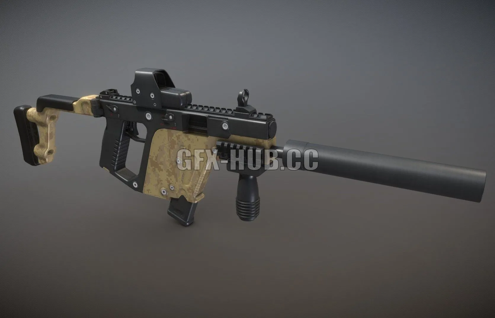 PBR Game 3D Model – Modular Submachine Gun