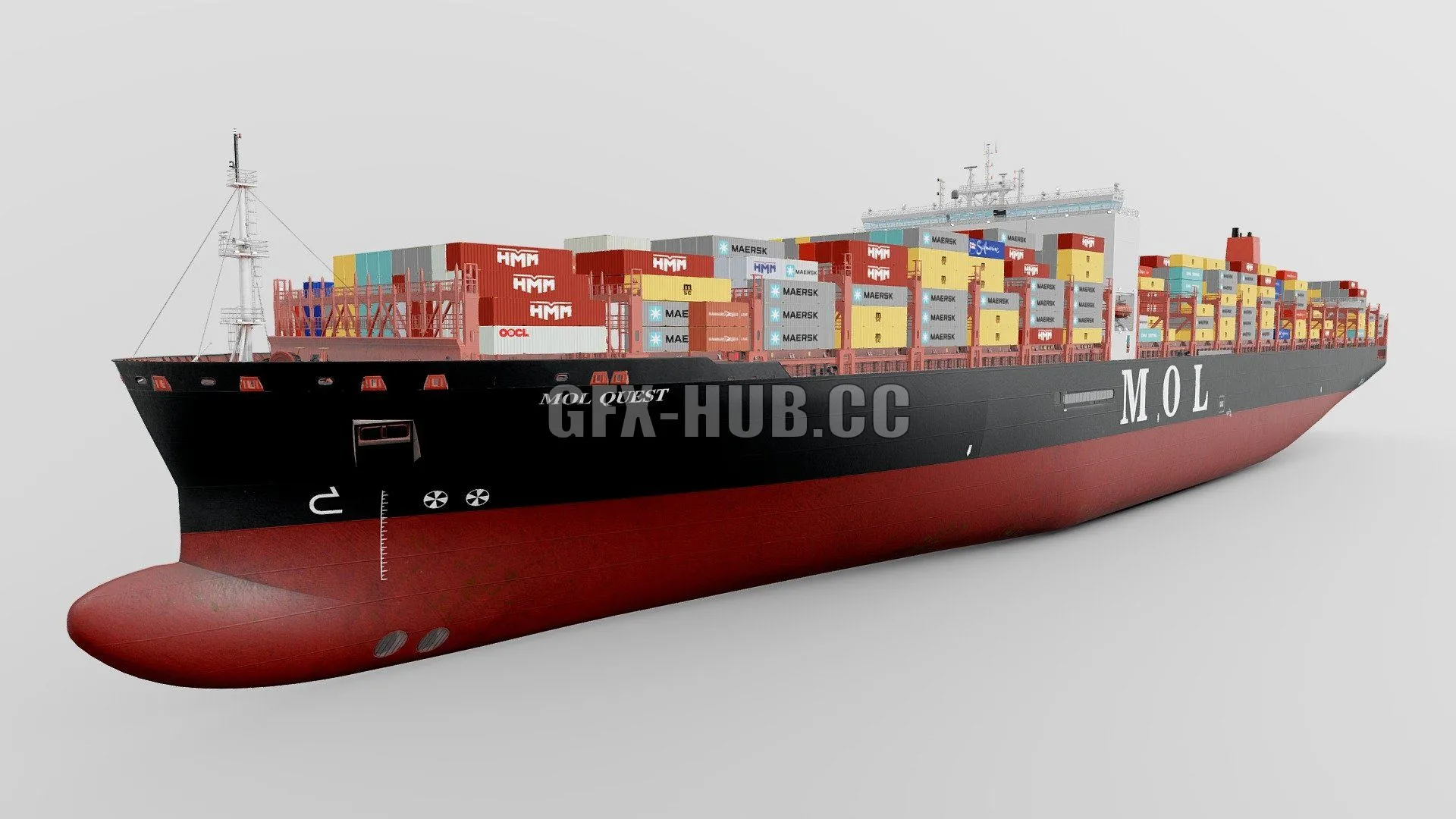 PBR Game 3D Model – MOL Container Ship Quest