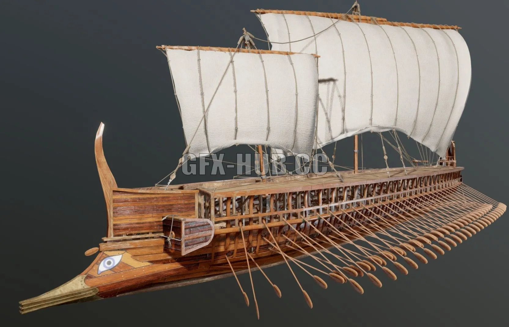 PBR Game 3D Model – Greek Trireme