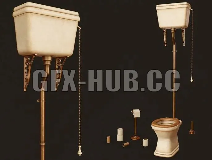 PBR Game 3D Model – Antique Toilet