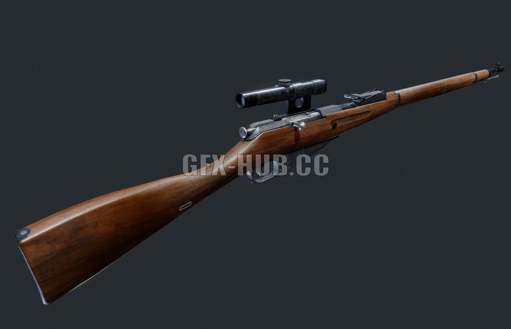 PBR Game 3D Model – Mosin Nagant (WW2 USSR Sniper rifle)
