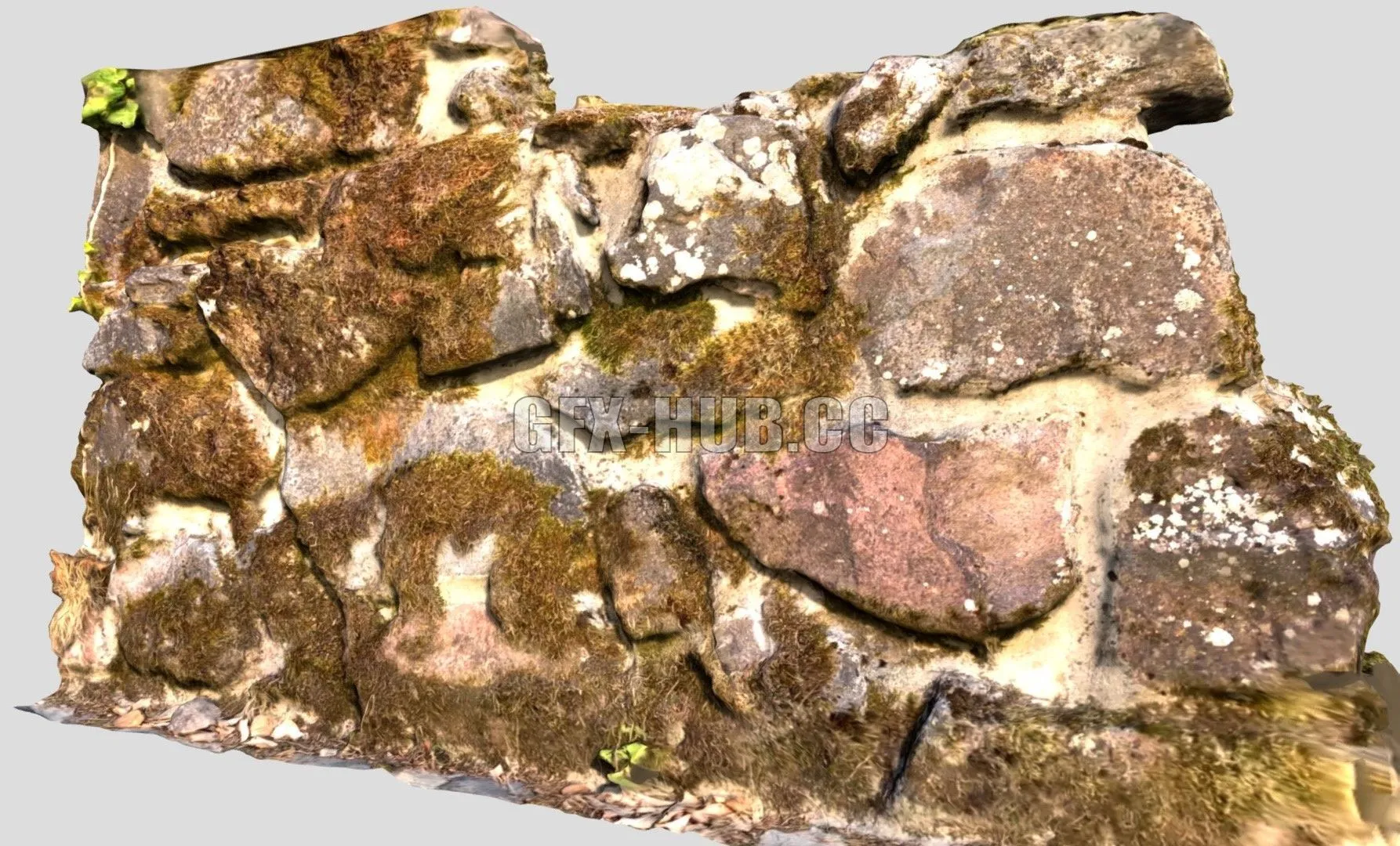 PBR Game 3D Model – Mossy Stone Wall 04 Kokapu Hungary