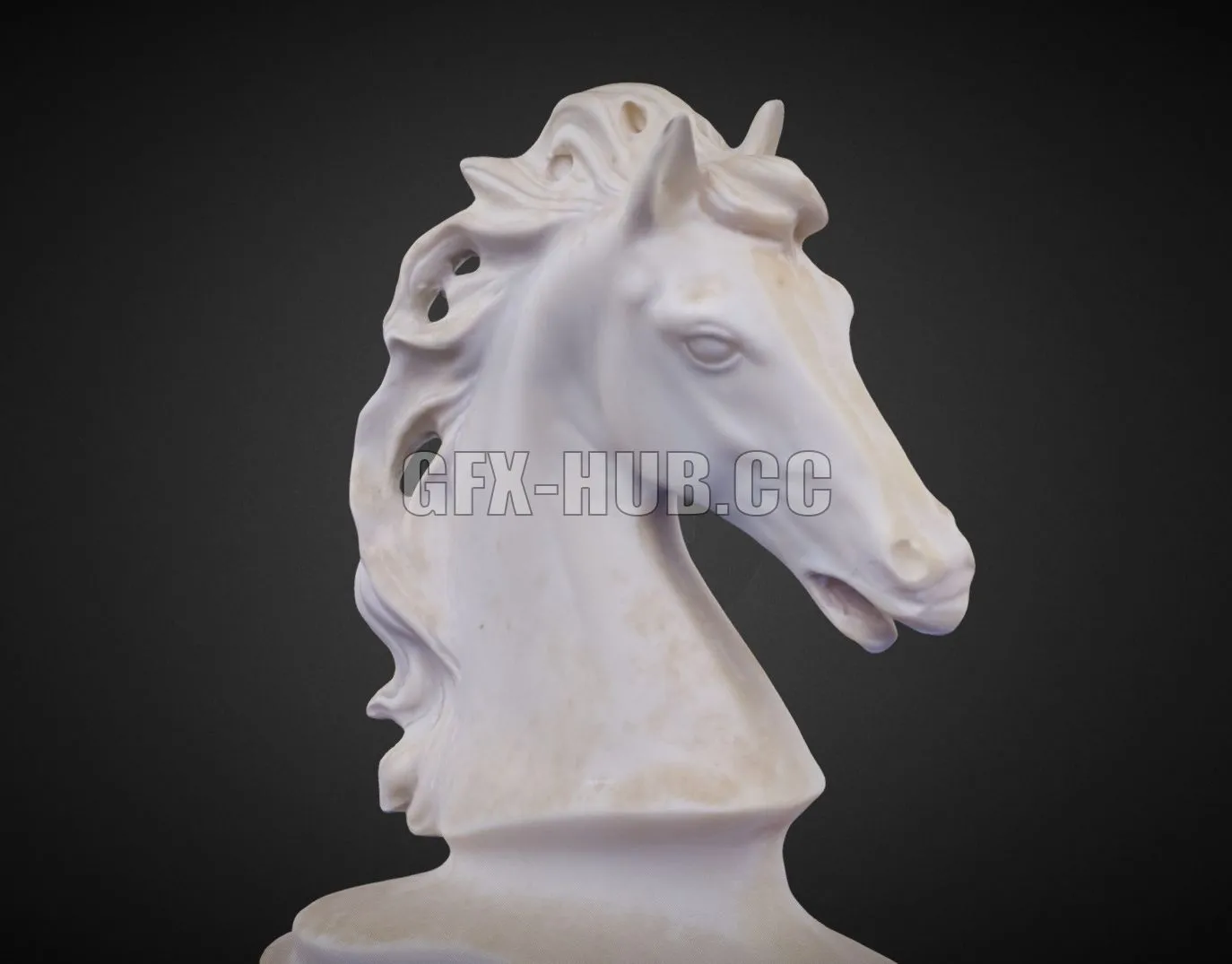 PBR Game 3D Model – 03- Classical horse head sculpture